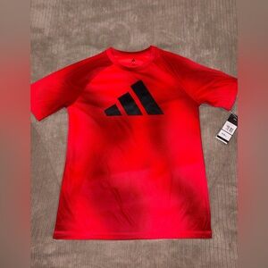 adidas Bright Red Performance Tee with Black Logo Youth Large 14-16 NWT